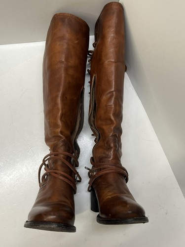 Freebird Womens Coal Brown Leather Knee High Block Heel Riding Boots Size 7 - Picture 17 of 24