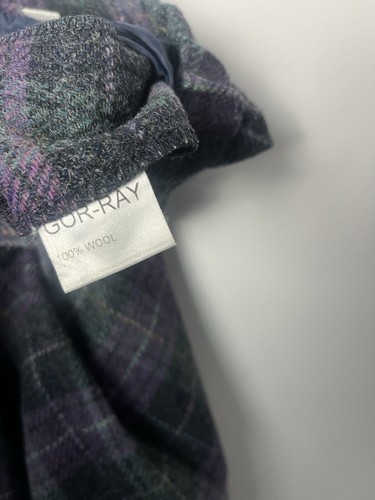 Falda de tweed plisada de lana pura Gor-Ray vintage tartán púrpura verde Uk16 - Imagen 7 de 7