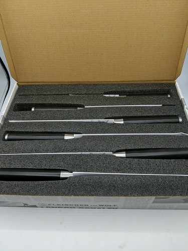 Fleischer And Wolf 8 PC Bristol Harbour Knife Set Black handle/ white block - Picture 5 of 12