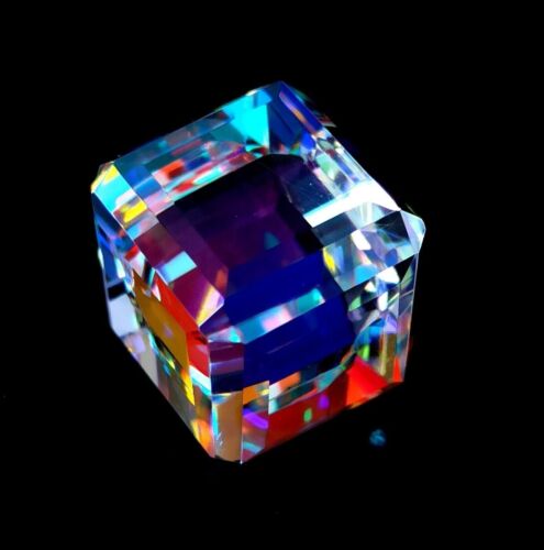 Certified 97+ Ct Natural Cube Cut Rainbow Color Mystic Quartz Loose Gemstone - Picture 7 of 14