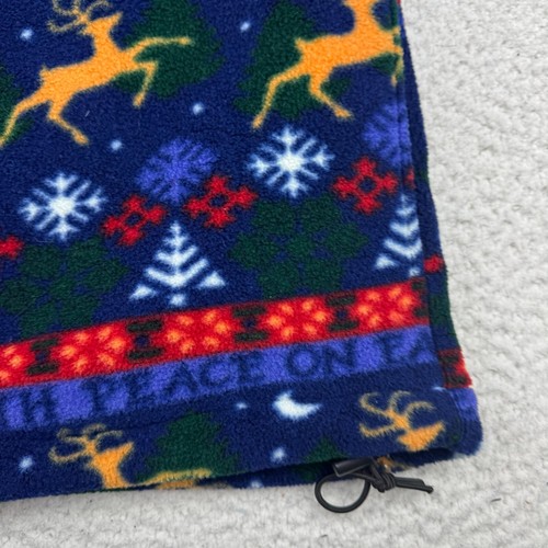 LL Bean Fleece Snap Pullover Womens Peace On Earth Christmas Reindeer VTG USA - Picture 7 of 9