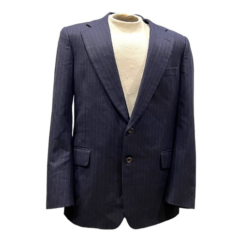 Paul Stuart Mens Blue Wool Sport Coat Blazer Gray Stripe 2 Button Vented Italy - Picture 15 of 24