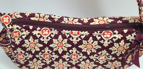 Vera Bradley Maroon Orange Quilted Floral Purse With Pockets Zip Strap - Picture 5 of 10