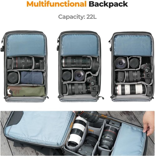 K&F Concept 22L Camera Backpack Case Large Capacity for Photographers Drone Bags - Picture 17 of 25