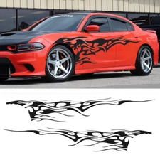 Sport Black Fire Car Side Body Side Door Fender Vinyl Decal Sticker Universal
