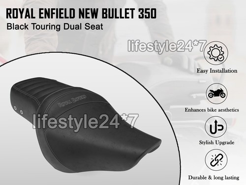 BLACK TOURING DUAL SEAT Genuine Royal Enfield New Bullet 350 - Picture 1 of 5