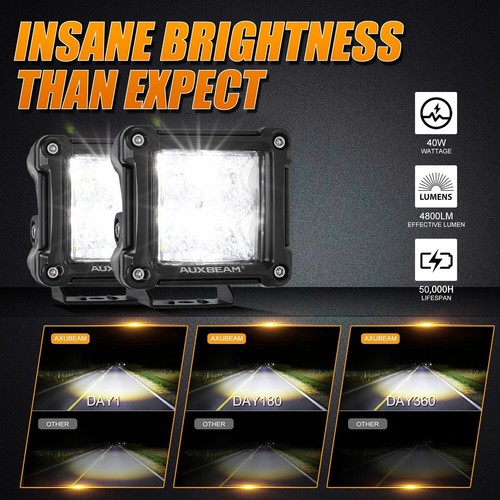 Luces de trabajo LED de 3 pulgadas AUXBEAM 2x cápsulas de inundación para CAN-AM Outlander L MAX 450 500 - Imagen 6 de 12