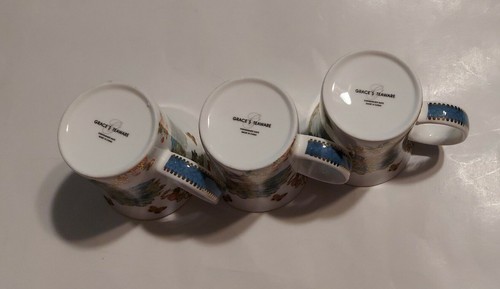 Lot Of 3 Grace's Teaware PEACOCK Gold Trim Fancy Cups - Picture 6 of 12