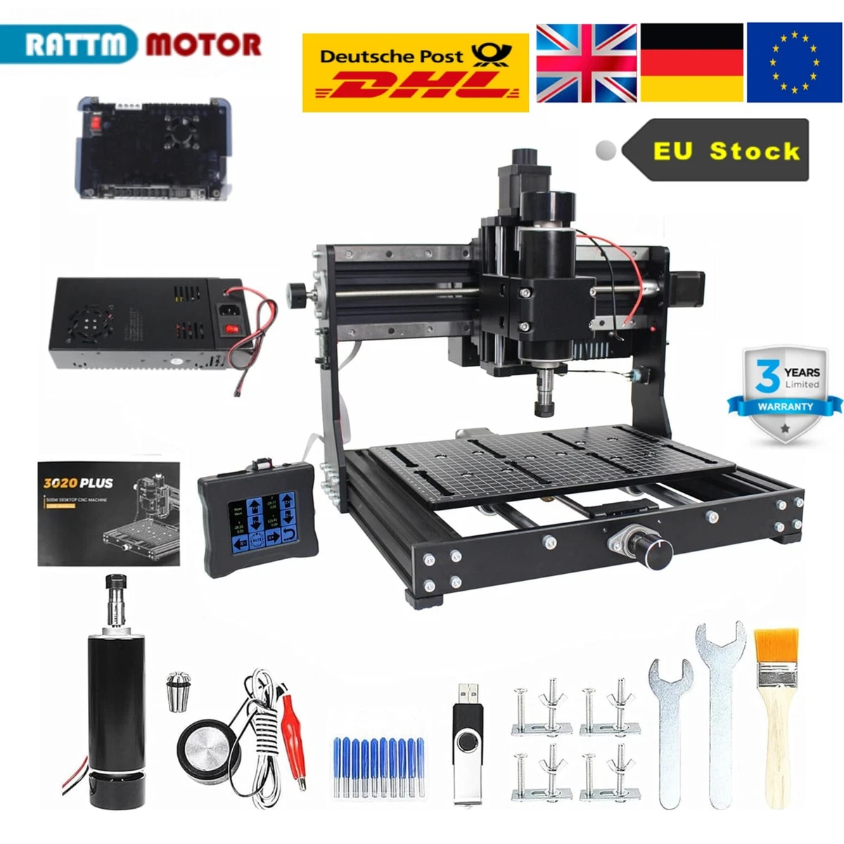 UK CNC 3020 Plus 500W Wood Router Machine GRBL Engraving Milling Metal Cutting