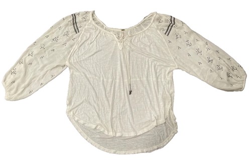 FREE PEOPLE Rayon Blouse Top Cream Women’s L - Picture 1 of 4