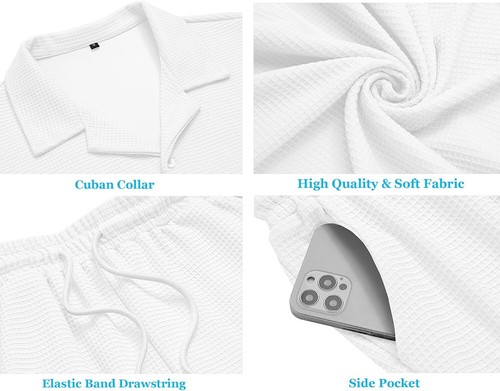 URRU Men's Shirt and Shorts Set Summer Outfits 2 Piece Fashion Short Sleeve Casu - Picture 5 of 10