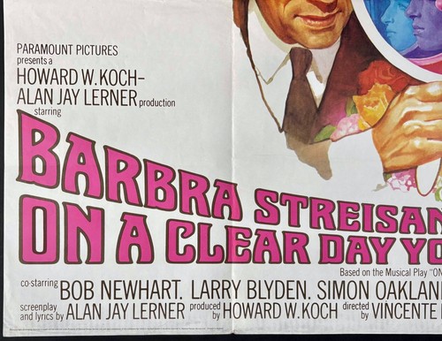 On a Clear Day You Can See Forever ORIGINAL Quad Film Poster Barbra Streisand 70 - Picture 4 of 9