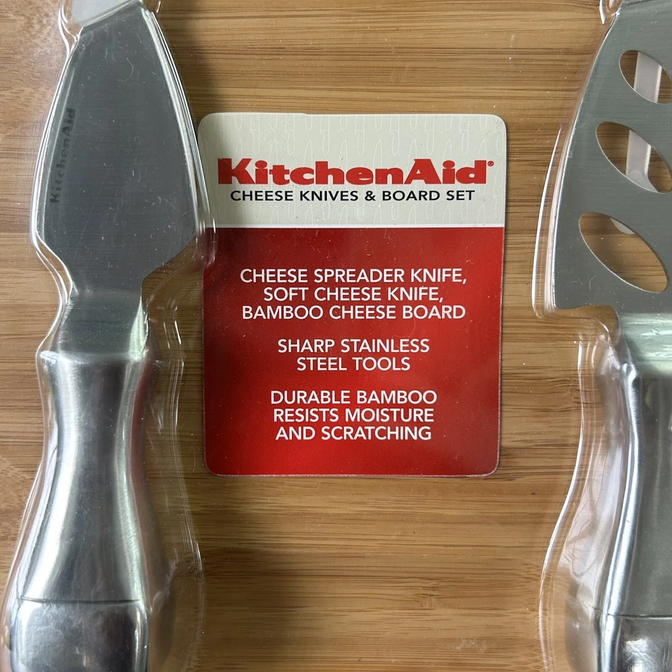 KitchenAid Cheese Board and Knives Set Stainless Steel & Bamboo New Sealed - Изображение 2 из 4
