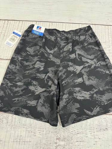 Russell Men’s Athletic Active Shorts Woven Cross Training Sz Med Black Camo New - Picture 2 of 6