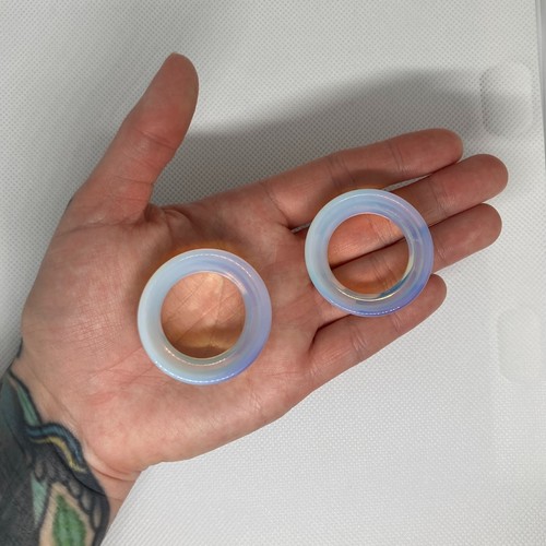 Opalite Concave Double Flare Tunnels 2g - 2" - Picture 2 of 32