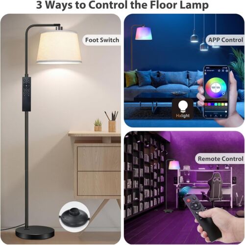 Floor Lamp, Standing Floor Lamp for Living Room with RGB LED Bulb, Smart APP & R - Picture 3 of 8