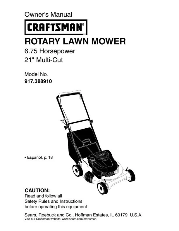 Craftsman mower owner's manual deals