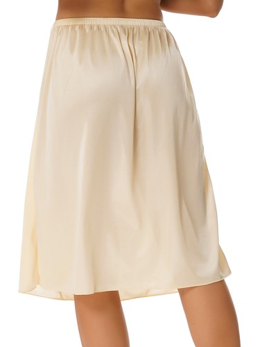 UK Women's Satin Half Slips Petticoat Skirt Elastic Waist Short/Long Underskirt - Picture 76 of 153