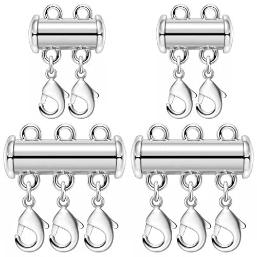 OHINGLT Necklace Layering Clasps Magnetic Slide Lock Clasp Necklace 4PCS Silver - Imagen 1 de 6