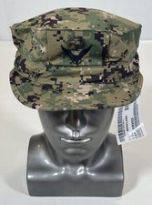 New USN NWU Type III AOR2 Digital Woodland Utility 8 Point Cap Hat Size 7 3/4