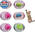 6Pcs Cat Spring Toys, 3.9' Colorful Cat Spring Balls with Mice Interactive Cat