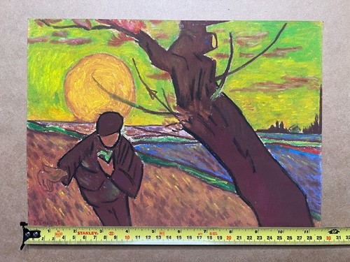 Vincent Van Gogh Dibujo sobre papel (Hecho a mano) firmado y estampado arte multimedia mixta. - Imagen 3 de 5