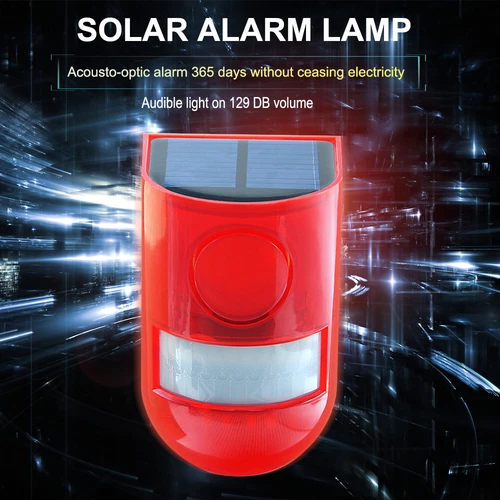 Solar Alarm Light Motion Detector Outdoor Waterproof 129db Security Siren Lamp - Picture 2 of 12