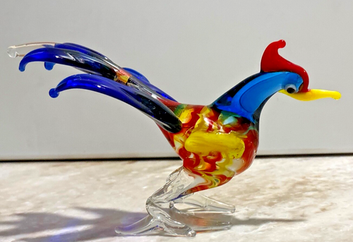 Art Glass Miniature Rooster Chicken Bird Home Accent Table Window Decor - Picture 2 of 6