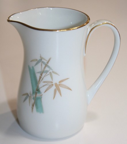 Noritake Landon Creamer Small Pitcher White Bamboo Trim Verge 4" - Imagen 1 de 6