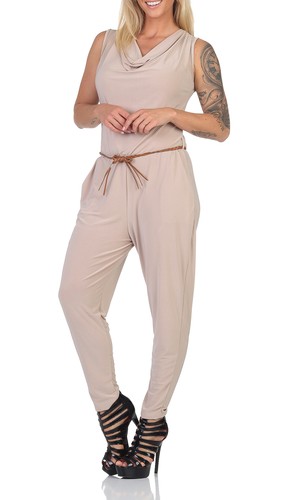 Damen Overall Jumpsuit Bluse Hose Ärmellos Einteiler Gürtel Boho Sommer Elegant - Bild 8 von 25