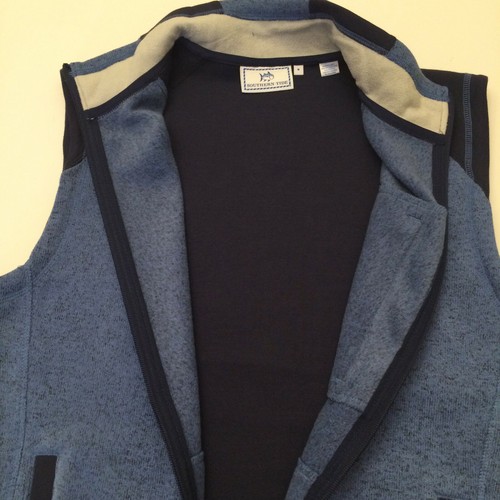 Southern Tide Leadline Fleece Vest Heather Over Sea Blue Full Zip Men S - Picture 8 of 10