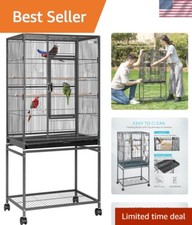 Large Bird Flight Cage with Sturdy Construction and Multiple Accessory Additions