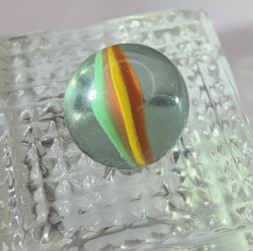 Vintage Marble Vitro Agate Ribbon Core Red Yellow And Green Cats Eye Handmade