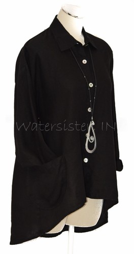 CAMISA DE BOLSILLO MOSAIC EE. UU. 2300 Lino HI-LO Chaqueta Túnica Top S M L XL 3 COLORES - Imagen 15 de 17