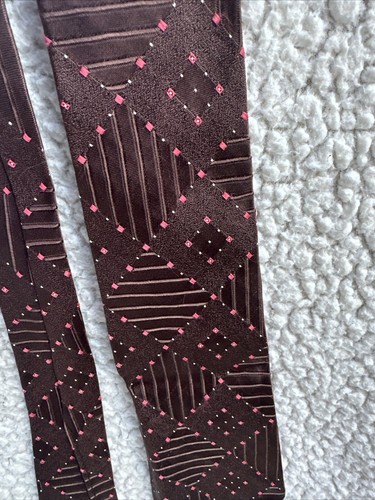 Boy’s Vintage Necktie Brown Geometric - Picture 2 of 10