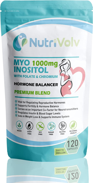 Myo Inositol 1000Mg with Folate & Chromium Supplements for Female Support | 120 Myo Inositol 1000Mg with Folate & Chromium Supplements for Female Support | 120