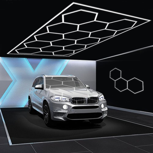 LED Hexagon Garage Lights 6500K Car Detailing Shop Light with Border for Garage - Picture 6 of 12