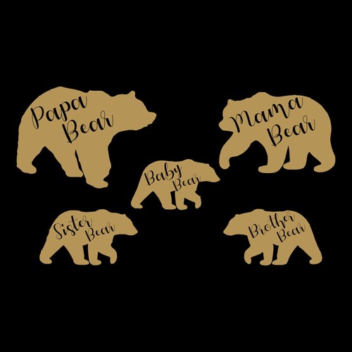 5.1" BEAR FAMILY x5 Vinyl Decal Sticker Car Window Laptop Mama Papa Baby - Picture 19 of 24