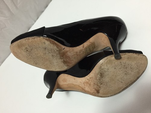 Giuseppe Zanotti Design Black Satin Patent Leather Heels 36 US 5.5 Open Toe 1322 - Picture 7 of 7