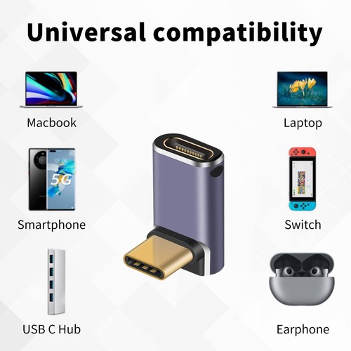 Connecteur adaptateur USB 4 C haut en bas mâle vers femelle 240 W 40 Gbit/s alimentation 8K - Photo 2 sur 11