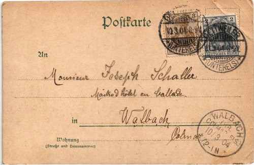 Deutschland 1904 AK von Dettweiler nach Walbach (P103) - Bild 2 von 2