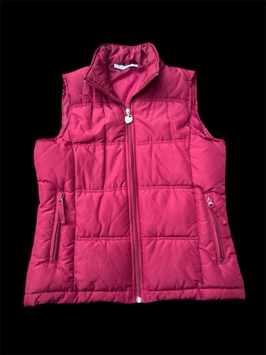 Maurice’s Full Zip Red Puffer Vest W/ Heart Zipper Size M - Imagen 1 de 6