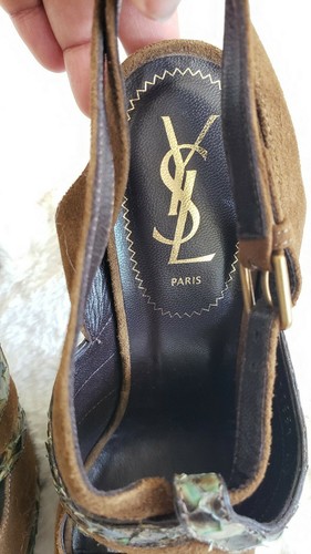 Saint Laurent Peep Toe Sandals Sz 40 - Picture 5 of 7