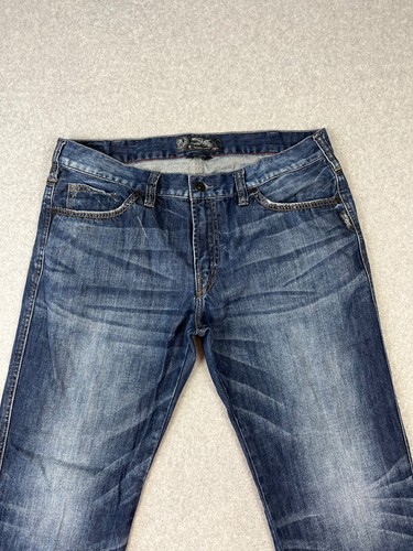 Silver Nash Jeans Herren 36x32 Blau Denim Straight Leg Stretch Whiskering - Bild 2 von 13