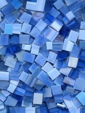 Mosaic Glass: LT BLUE MIX 5 ounce Stained Glass Pack about 100 Hand Cut Pieces 
