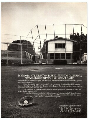1987 Wilson Print Ad Diamond 1 Rec Park El Segundo CA George Brett's High School