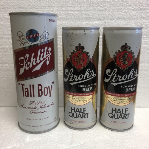 Konvolut 3 alte Bierdosen LEER Schlitz (1) Stroh’s (2)