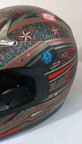 Fulmer Helmet AFR SIZE M Youth dirt bike Helmet Red Gold Grey Stars ROCKSTAR - Picture 3 of 19