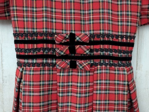 Vintage Bonnie Jean Tartan Plaid Maxi Dress Girls 8 Velvet Collar Holiday Preppy - Picture 4 of 14