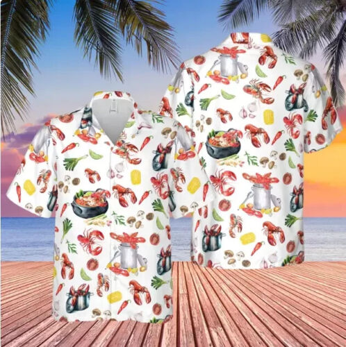 Crawfish Boil Hawaiian Shirt Button Down Unisex Adults S-5XL